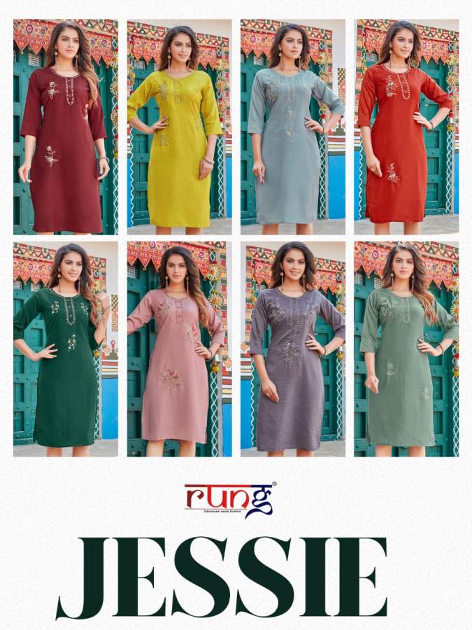 Rung Jessie Party Wear Heavy Chinon Silk Designer Kurti Collection